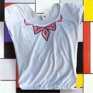 GEOMETRIC EMBROIDERY SIDE TIE BLOUSE BY MOSSIMO SUPPLY COMPANY